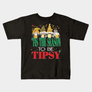 Funny Tis The Season To Be Tipsy Beer Drinks Christmas Xmas Kids T-Shirt